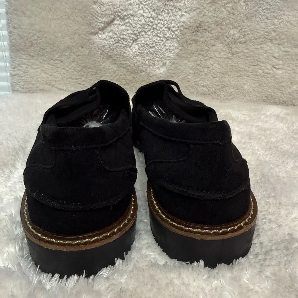 Anne Klein Everly Black Fabric Lugged Sole Loafers Women's Size 8.5M